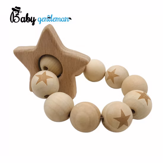 New Design Food Grade Safe Wooden Molar Beads Teether for Babies Z08197K