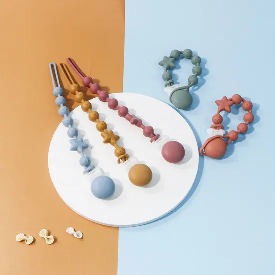 Supporto per clip di vendita calda Massaggiagengive a catena per clip per capezzoli per bambini in silicone Macrame all'ingrosso